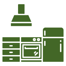 Algumas unidades com estrutura completa de cozinha